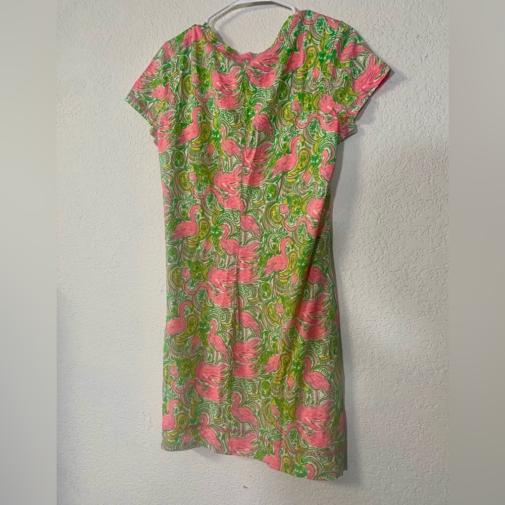 Lilly Pulitzer Britton Hotwings Flamingo Print Short Sleeve Henley dress - Picture 4 of 7